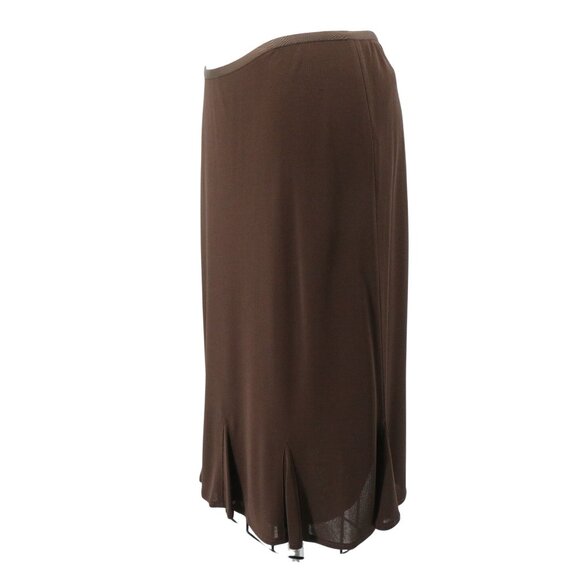 NWT Lida Baday Knee Length Skirt w/ Insets Havana Brown M $390 - Picture 4 of 6